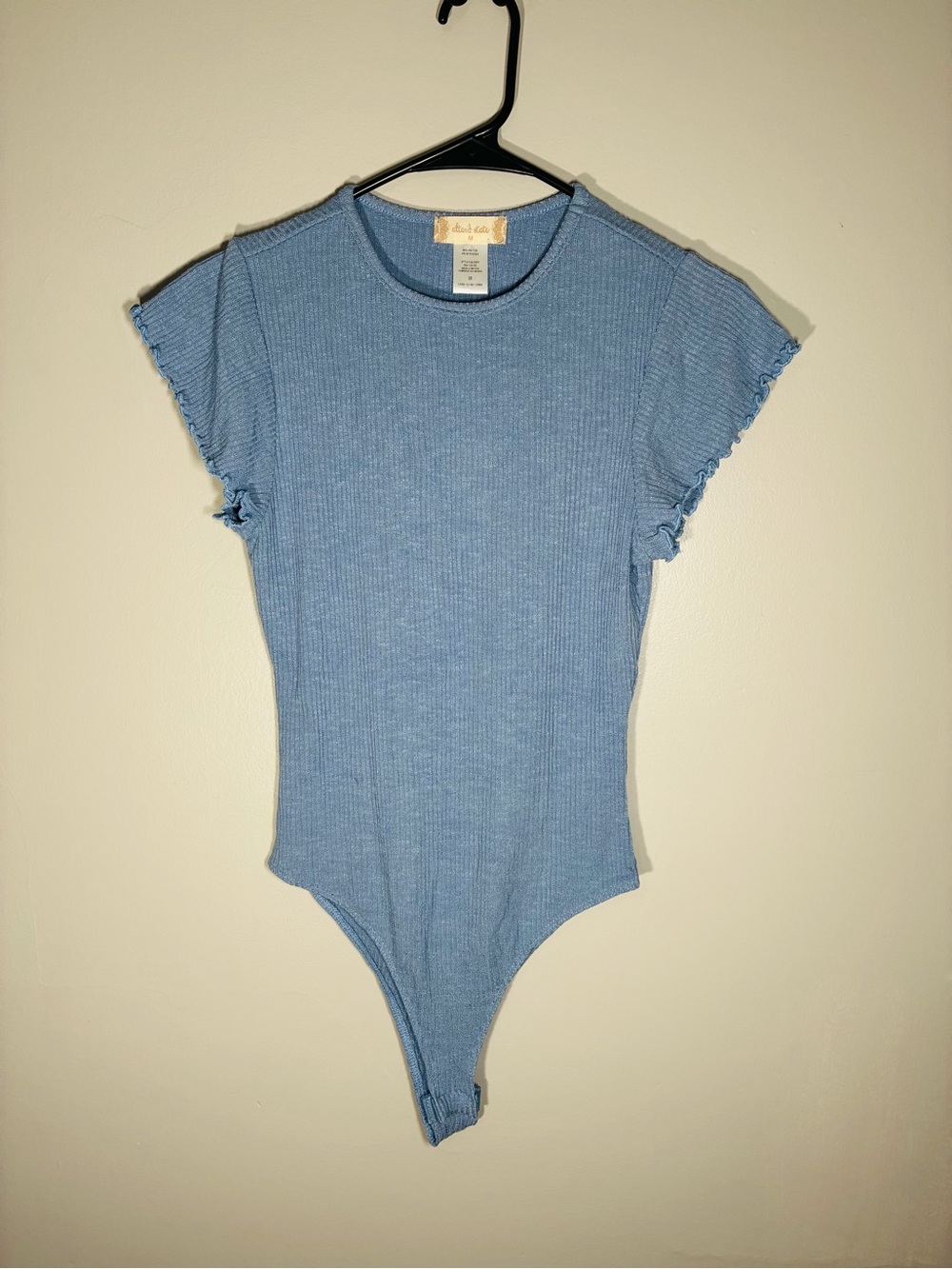 Altar'd State Light Blue Ribbed Short Sleeve One-Piece Bodysuit women’s M